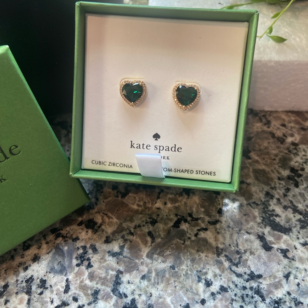 Kate Spade NWT “My Love” Emerald Pave Earrings